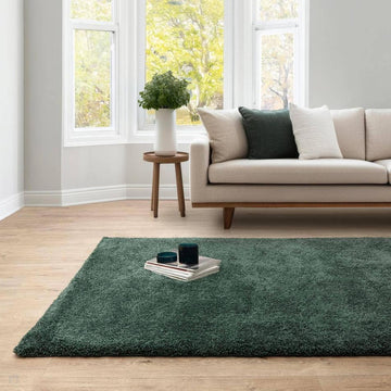 Atlas Plush Plain Soft Polypropylene Shaggy Forest Green Rug-Asiatic Carpets-Rug Love - The Most Loved Rug Store